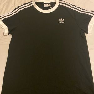 adidas 3 Stripe Black T-Shirt